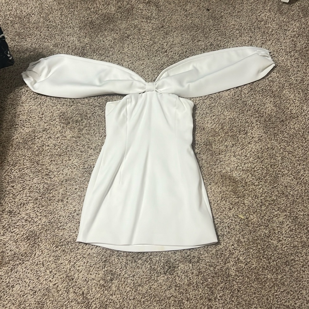 Meshki big bow off shoulder small white dress ‼️WORN ONCE‼️